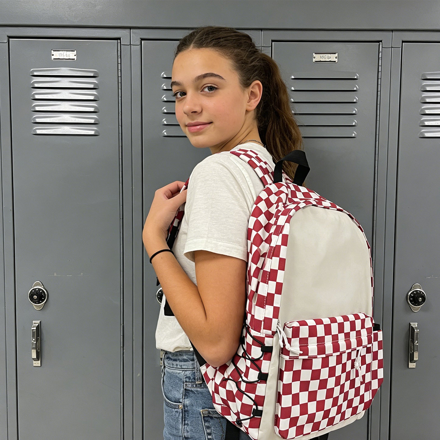 Plaid Red Backpack - Crimson Check