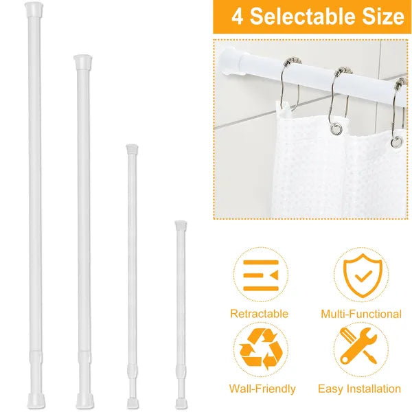 Tension Curtain Rod Spring Load - Adjustable Heavy-Duty Steel Pole
