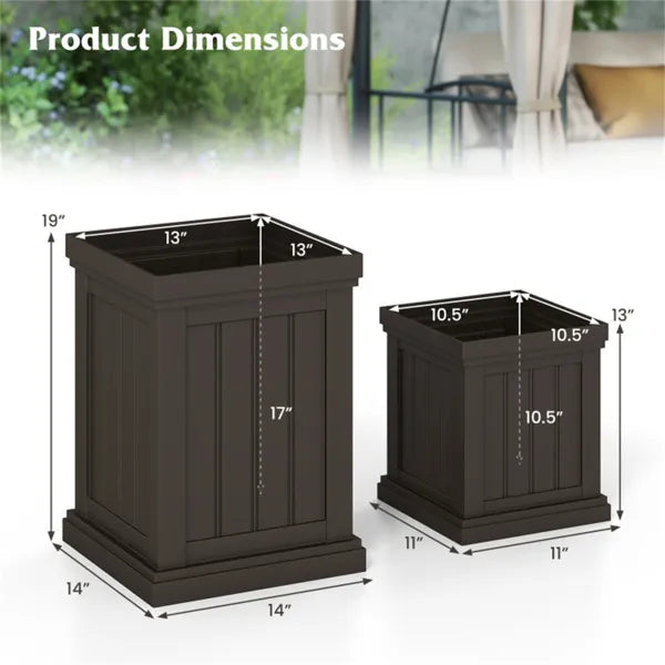 Set Of 2 Stackable PP Planters With Efficient Drainage