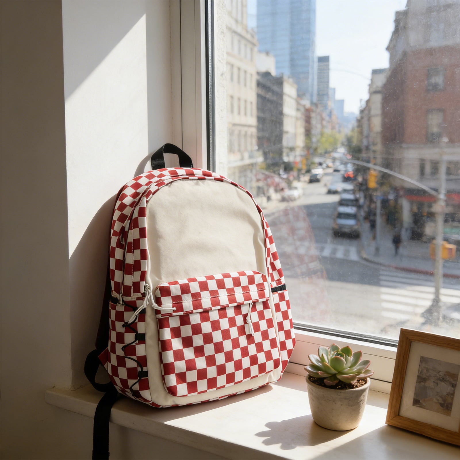 Plaid Red Backpack - Crimson Check
