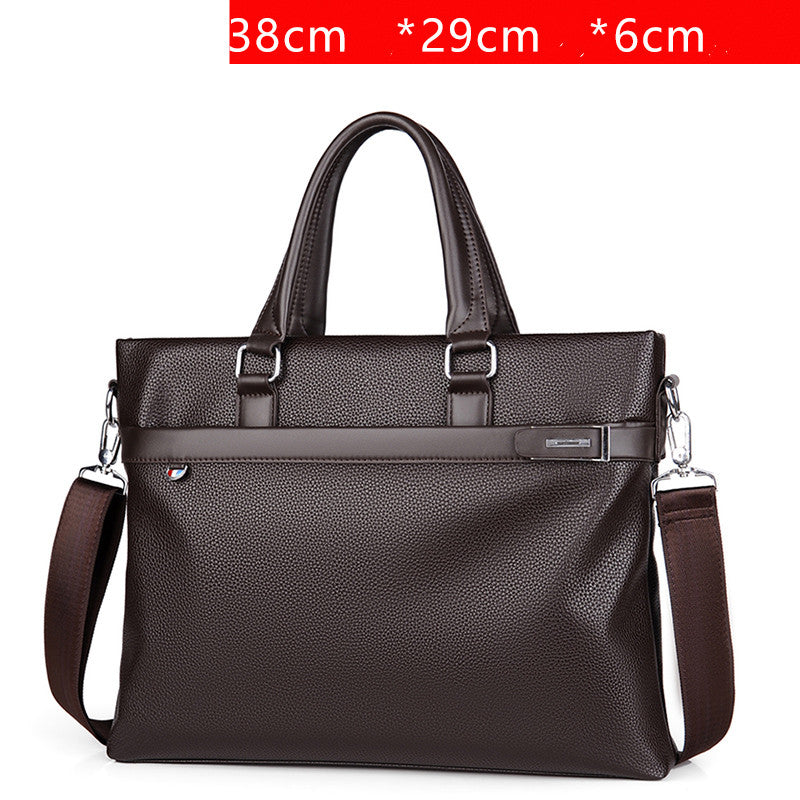 Large Capacity Leather Briefcase - Men's Soft Business Bag