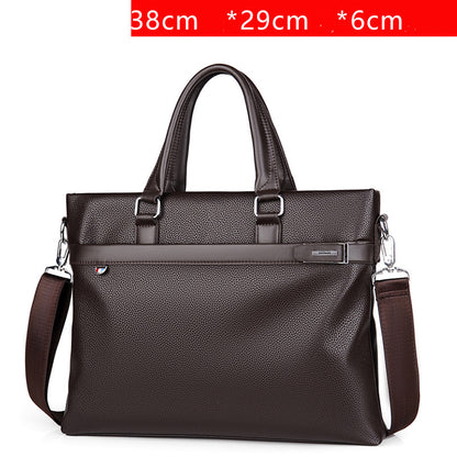 Large Capacity Leather Briefcase - Men's Soft Business Bag