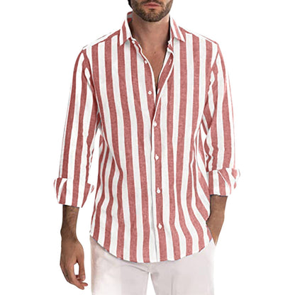 Men's Striped Casual Shirt | Loose Long Sleeve Shirt