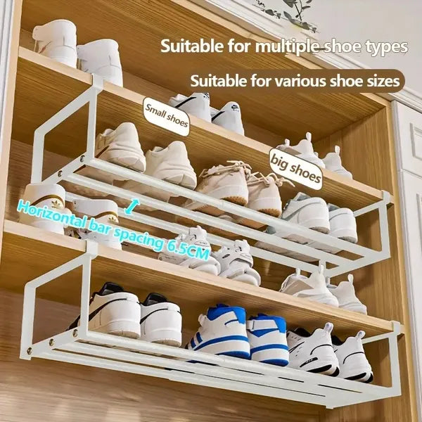 Adjustable And Expandable Shoe Rack - Stackable Iron Organizer