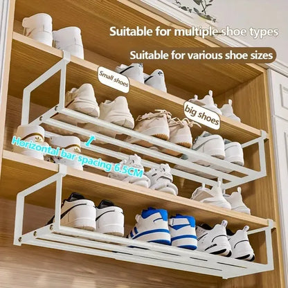 Adjustable And Expandable Shoe Rack - Stackable Iron Organizer