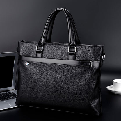 Large Capacity Leather Briefcase - Men's Soft Business Bag