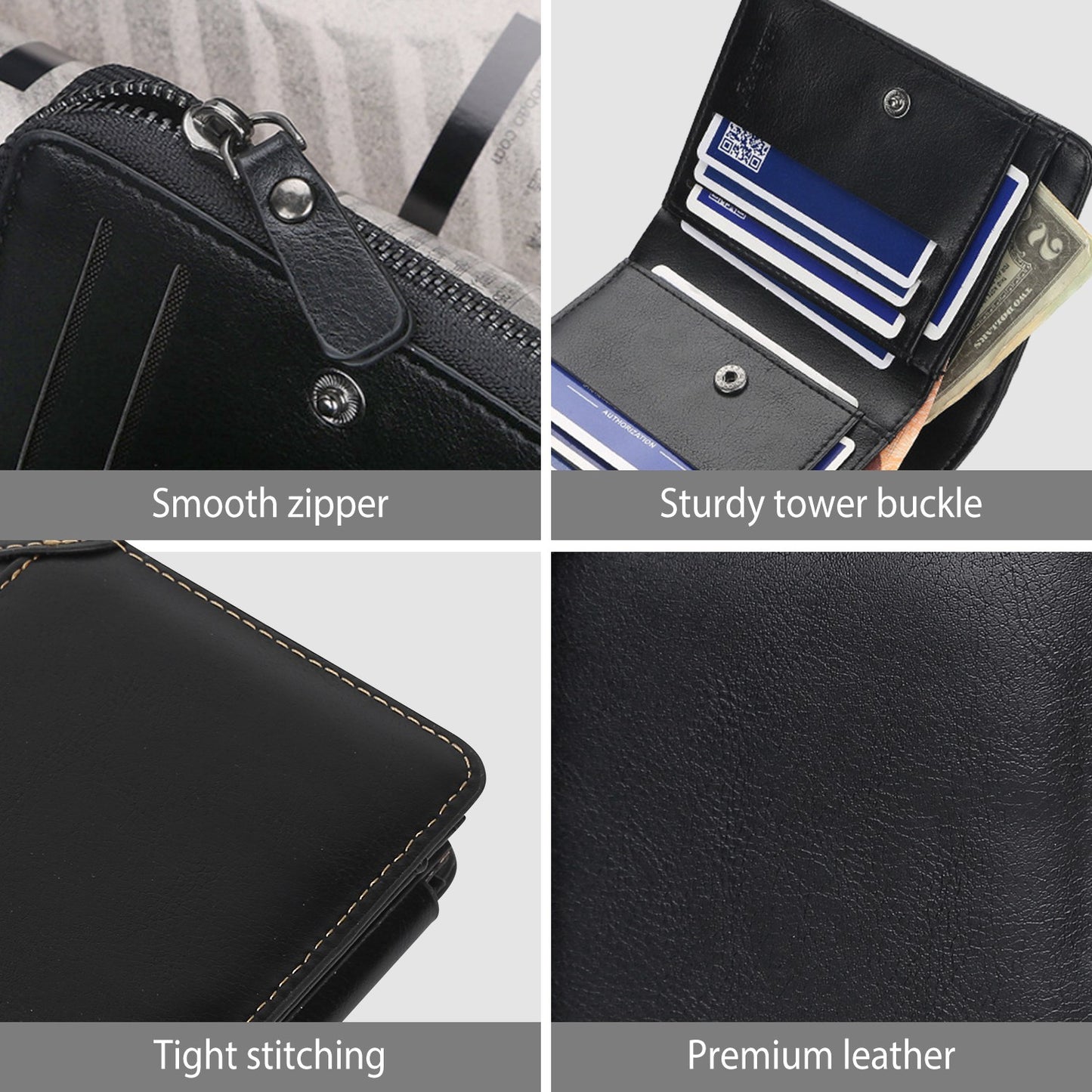 Trifold Leather Wallet | Men's Large Capacity RFID Purse