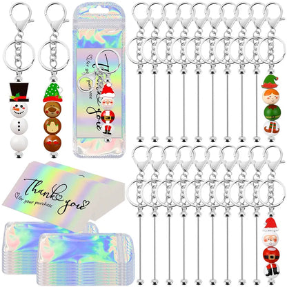 Beadable Keychain Bar Bulk Silver - 60 Pcs DIY Accessory Kit