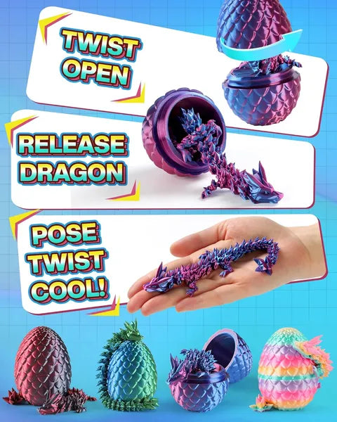 8" 3D Printed Dragon Eggs - 4 Pack Mystery Crystal Dragon Eggs