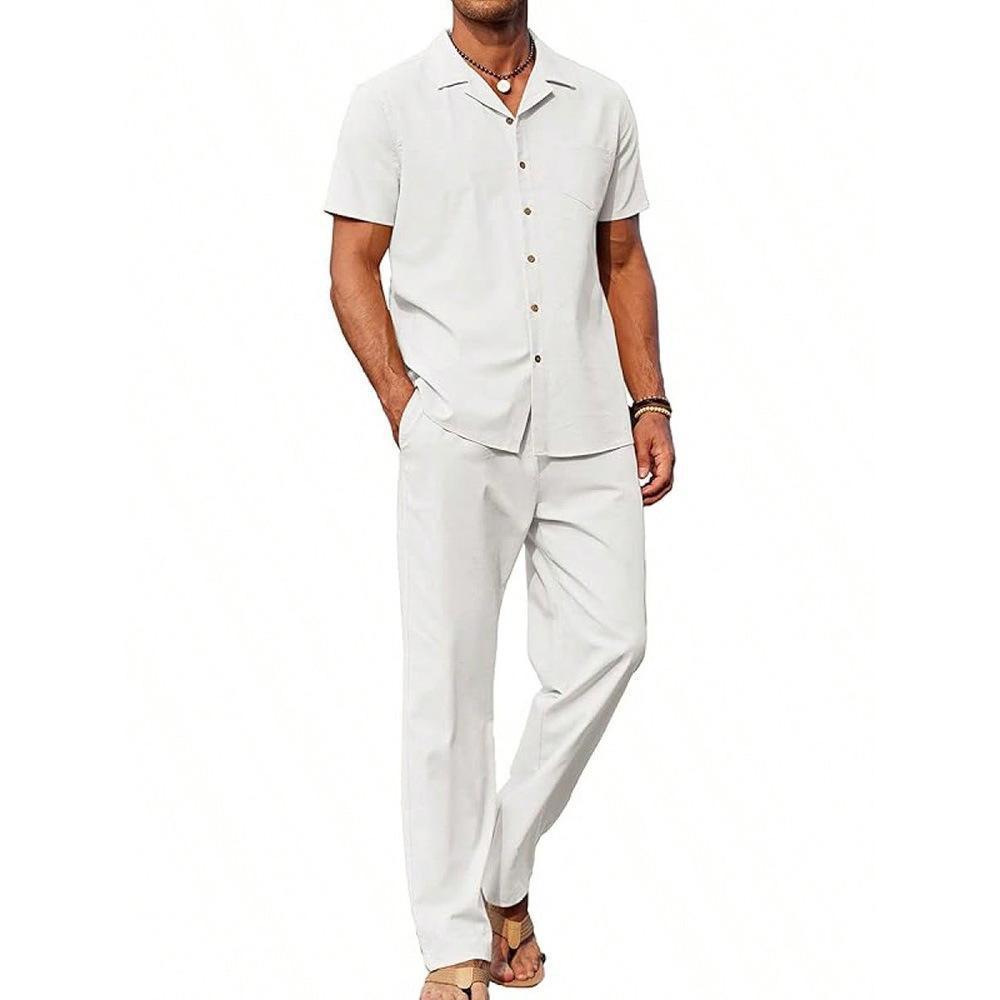American-style Vintage Shirt and Trousers Set - Two-piece Set