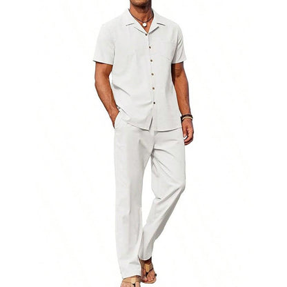 American-style Vintage Shirt and Trousers Set - Two-piece Set