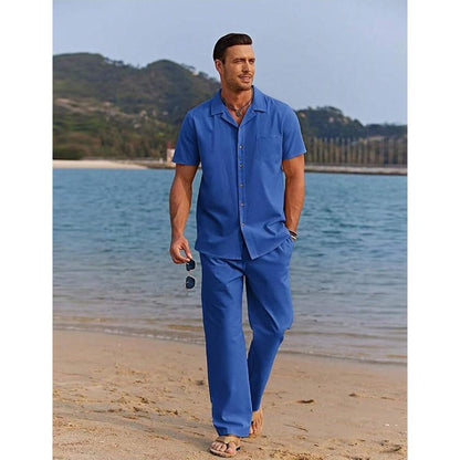 American-style Vintage Shirt and Trousers Set - Two-piece Set