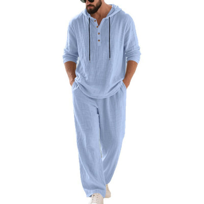 Men's Casual Home Wear Set | Hooded Long Sleeve Outfit