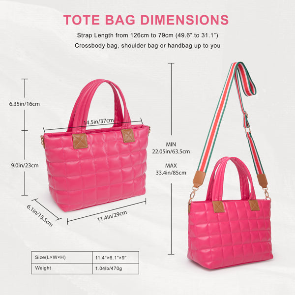 Quilted Puffer Tote Bag - Lightweight Padded Crossbody