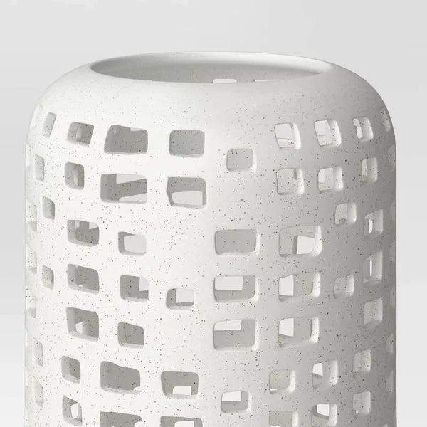 Pillar Ceramic Lantern Candle Holder White