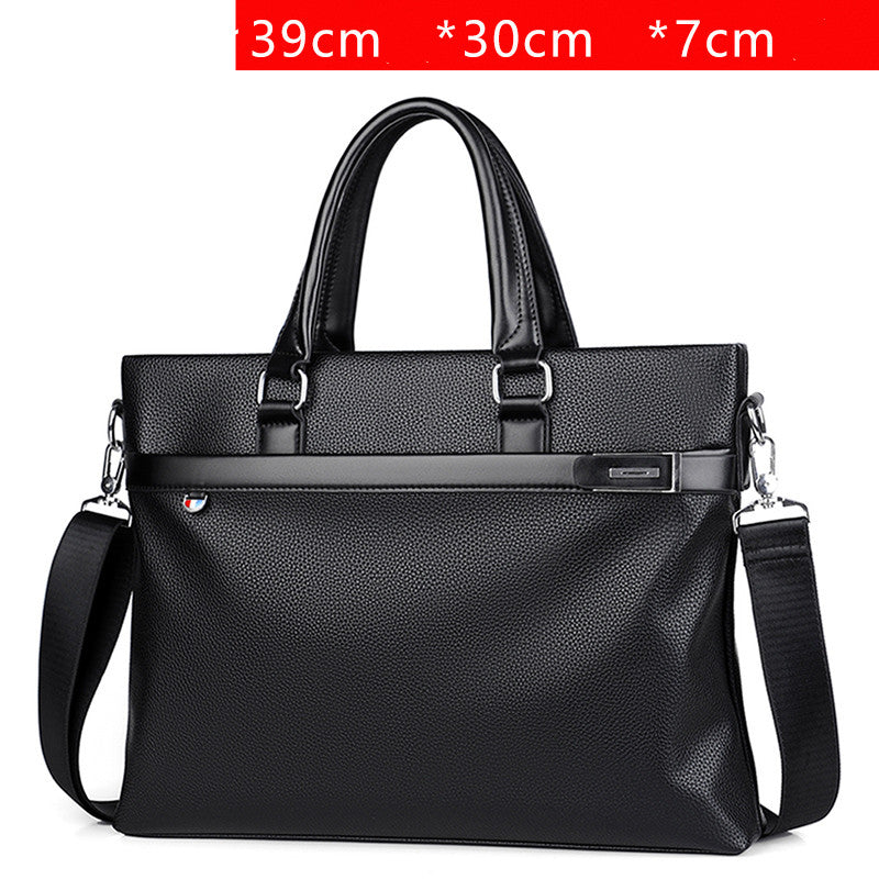 Large Capacity Leather Briefcase - Men's Soft Business Bag