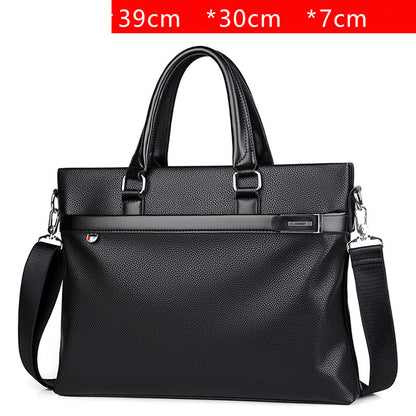 Large Capacity Leather Briefcase - Men's Soft Business Bag