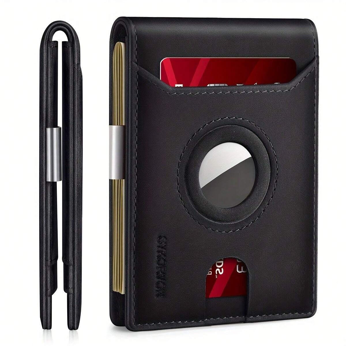 Airtag Leather Wallet - Men's Slim RFID Bifold Holder