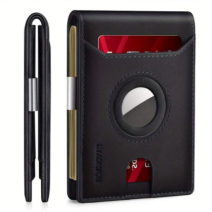 Airtag Leather Wallet - Men's Slim RFID Bifold Holder