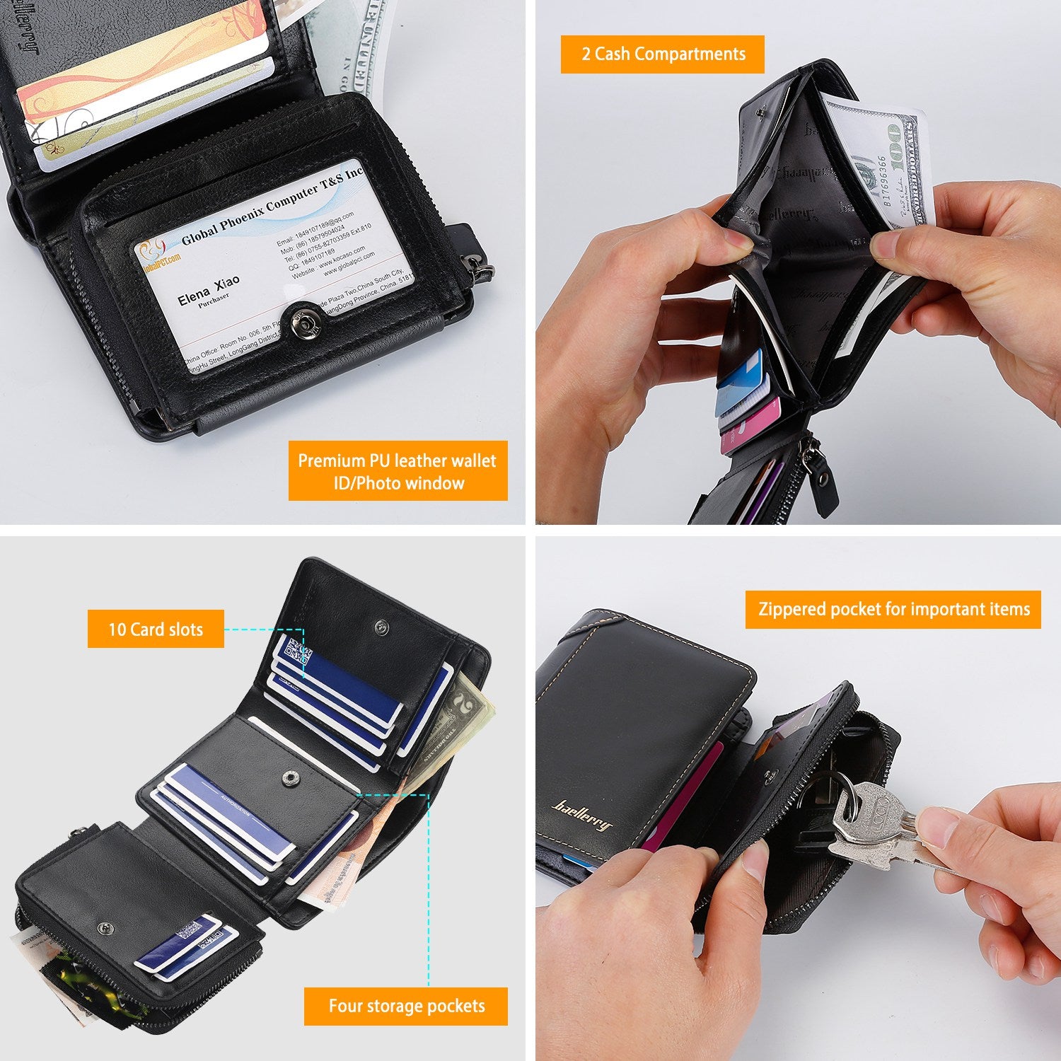 Trifold Leather Wallet | Men's Large Capacity RFID Purse