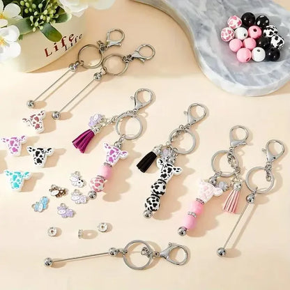 Beadable Keychain Bar Bulk Silver - 60 Pcs DIY Accessory Kit