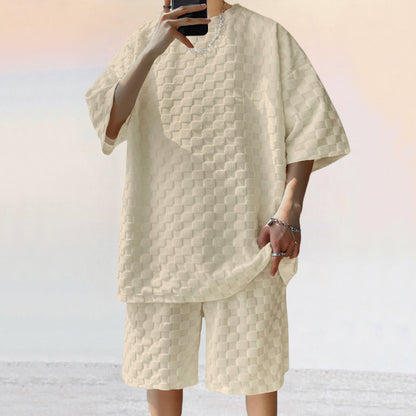 Men's Plaid Casual Shorts Set | Jacquard Loose Suit