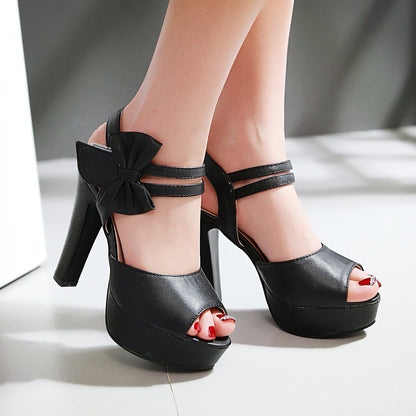Fish-mouth Bow-knot Sandals - Women's Peep-toe Summer Shoes