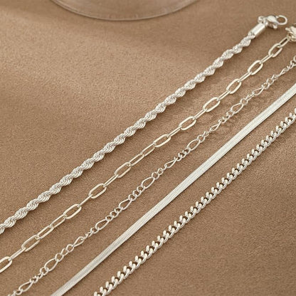 Silver Bracelet Set for Women | 5PCS Stackable Bracelets