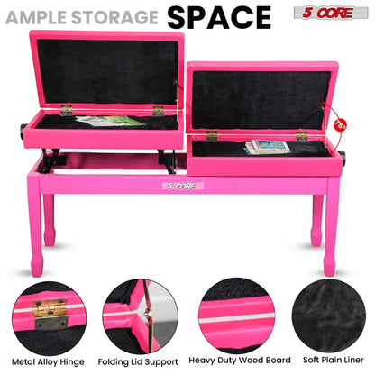 5 Core Duet Piano Bench - 3.5 Inch Padded Height Adjustable Stool