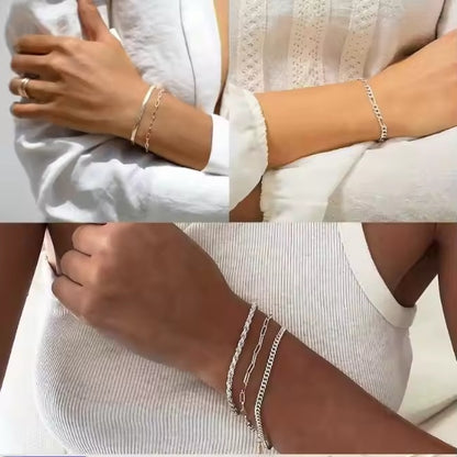 Silver Bracelet Set for Women | 5PCS Stackable Bracelets