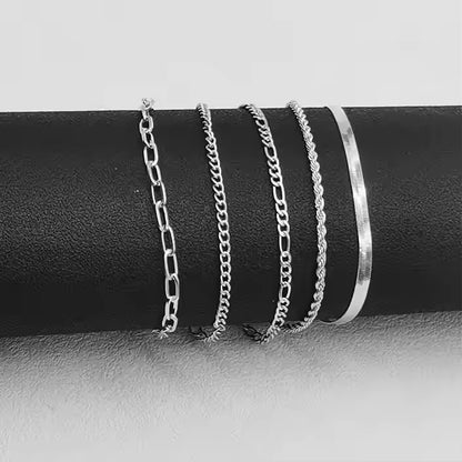 Silver Bracelet Set for Women | 5PCS Stackable Bracelets