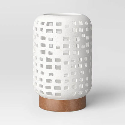 Pillar Ceramic Lantern Candle Holder White