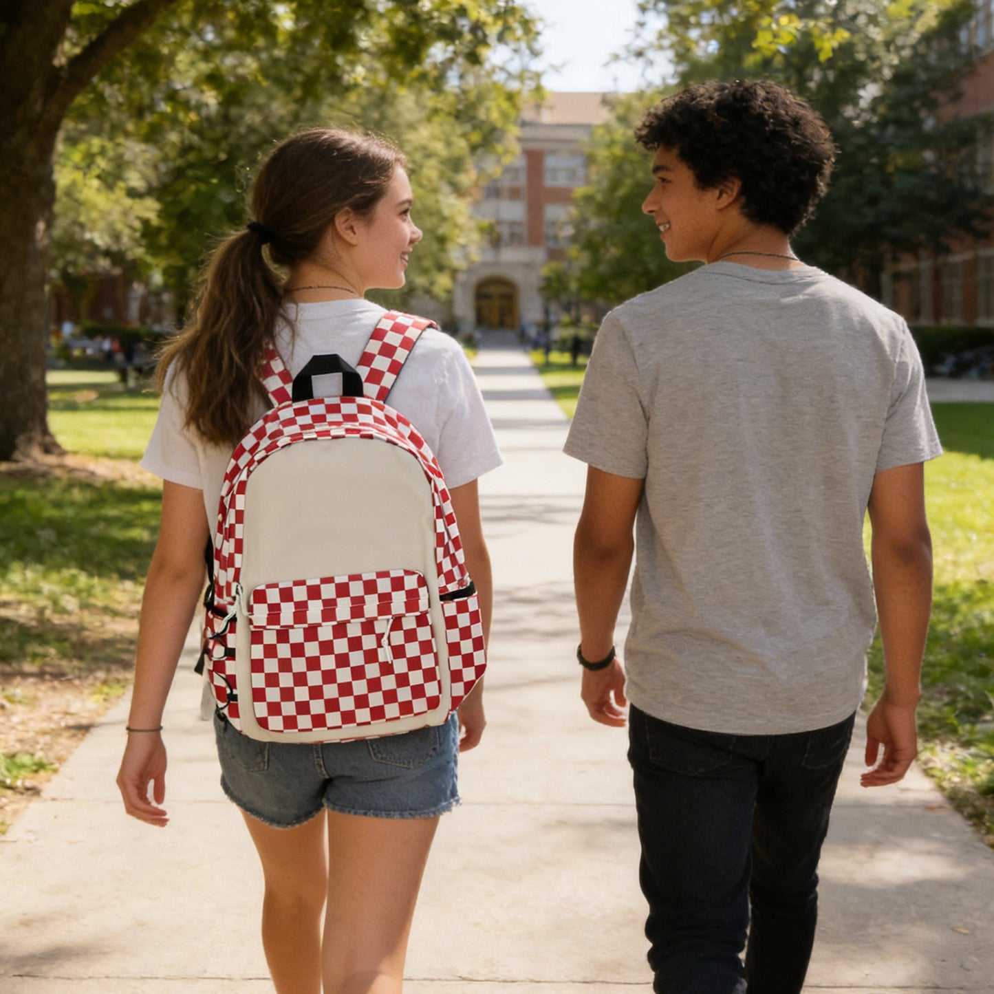 Plaid Red Backpack - Crimson Check
