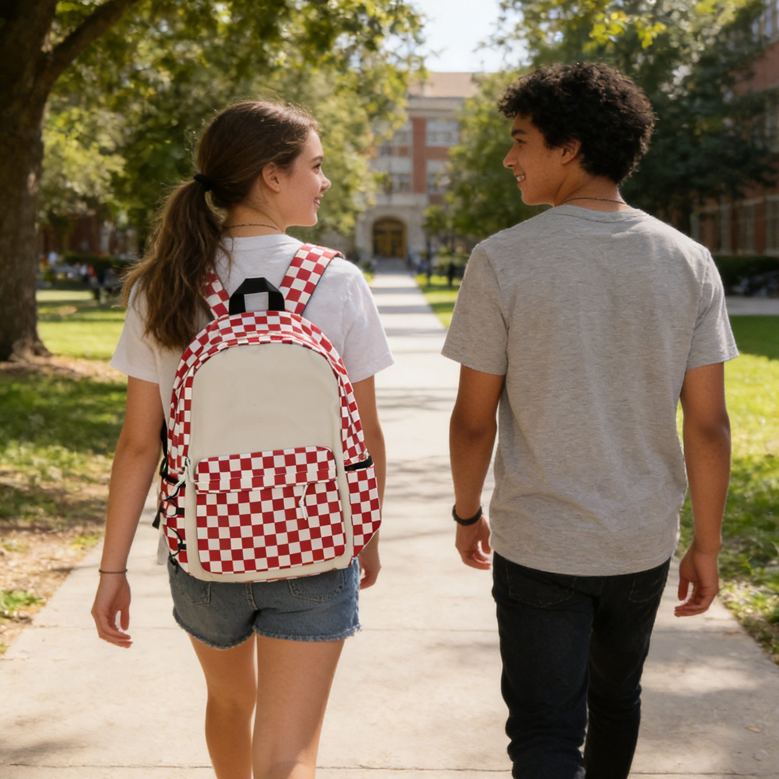 Plaid Red Backpack - Crimson Check