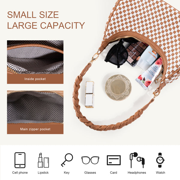 Women Woven Hobo Handbag For Women Fashion Vegan Leather Tote Bag For Women
