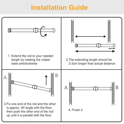 Tension Curtain Rod Spring Load - Adjustable Heavy-Duty Steel Pole