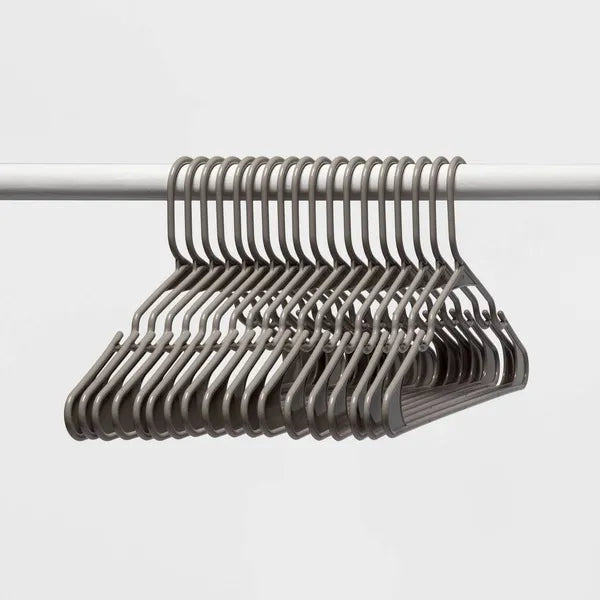 18pk Plastic Hangers Gray - Durable Clothes Storage for Closets