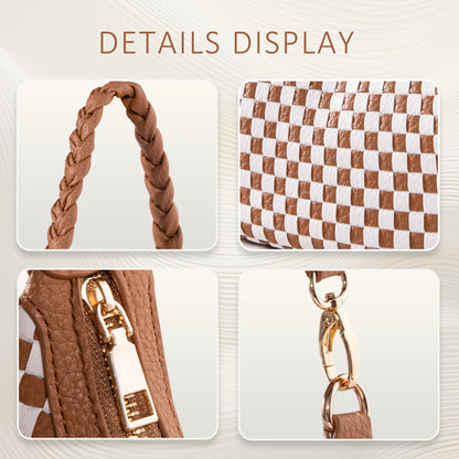 Women Woven Hobo Handbag For Women Fashion Vegan Leather Tote Bag For Women