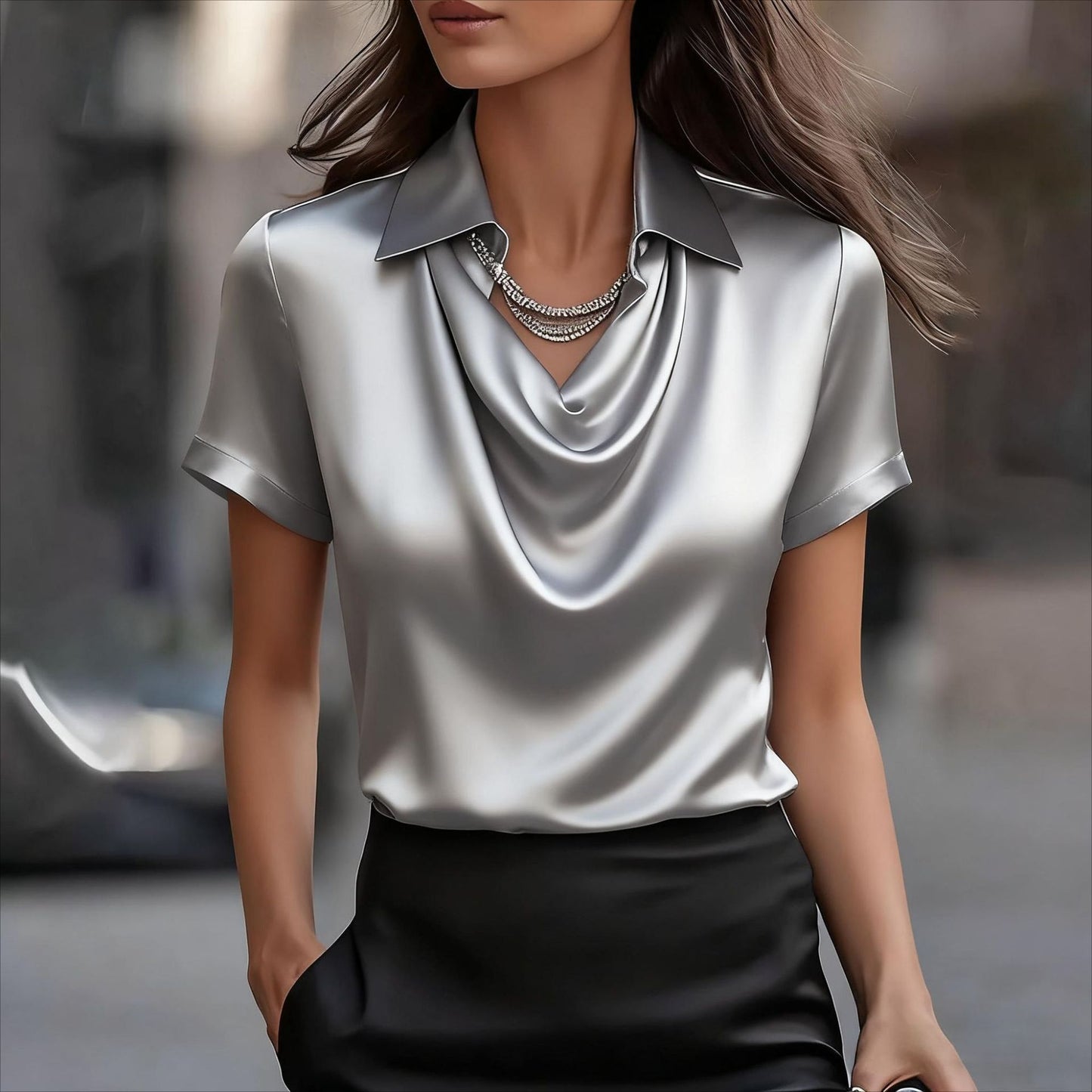 Boat-neckline Shirt for Women - Elegant Minimalist Style