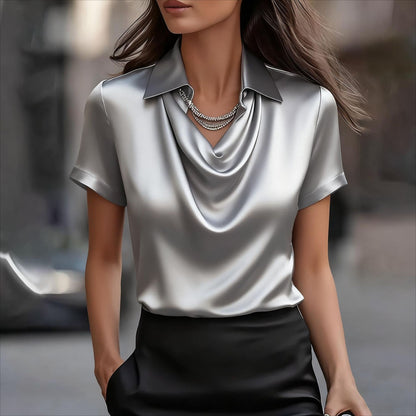 Boat-neckline Shirt for Women - Elegant Minimalist Style