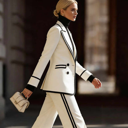 Double Breasted Suit Jacket and Pants Set - Casual Suit Set