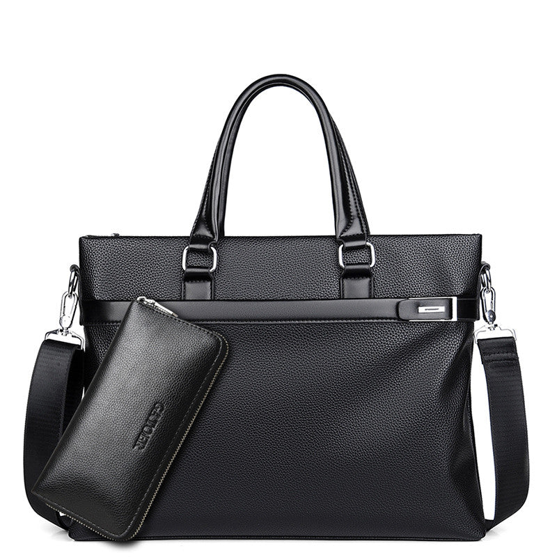 Large Capacity Leather Briefcase - Men's Soft Business Bag
