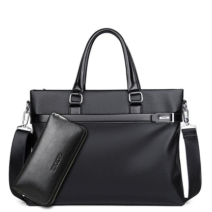 Large Capacity Leather Briefcase - Men's Soft Business Bag