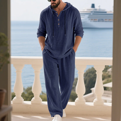 Men's Casual Home Wear Set | Hooded Long Sleeve Outfit