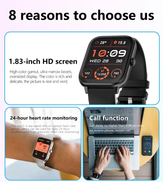 1.83 Inch Smartwatch | Heart Rate Fitness Tracker Watch