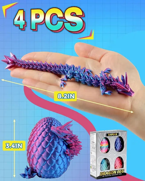 8" 3D Printed Dragon Eggs - 4 Pack Mystery Crystal Dragon Eggs