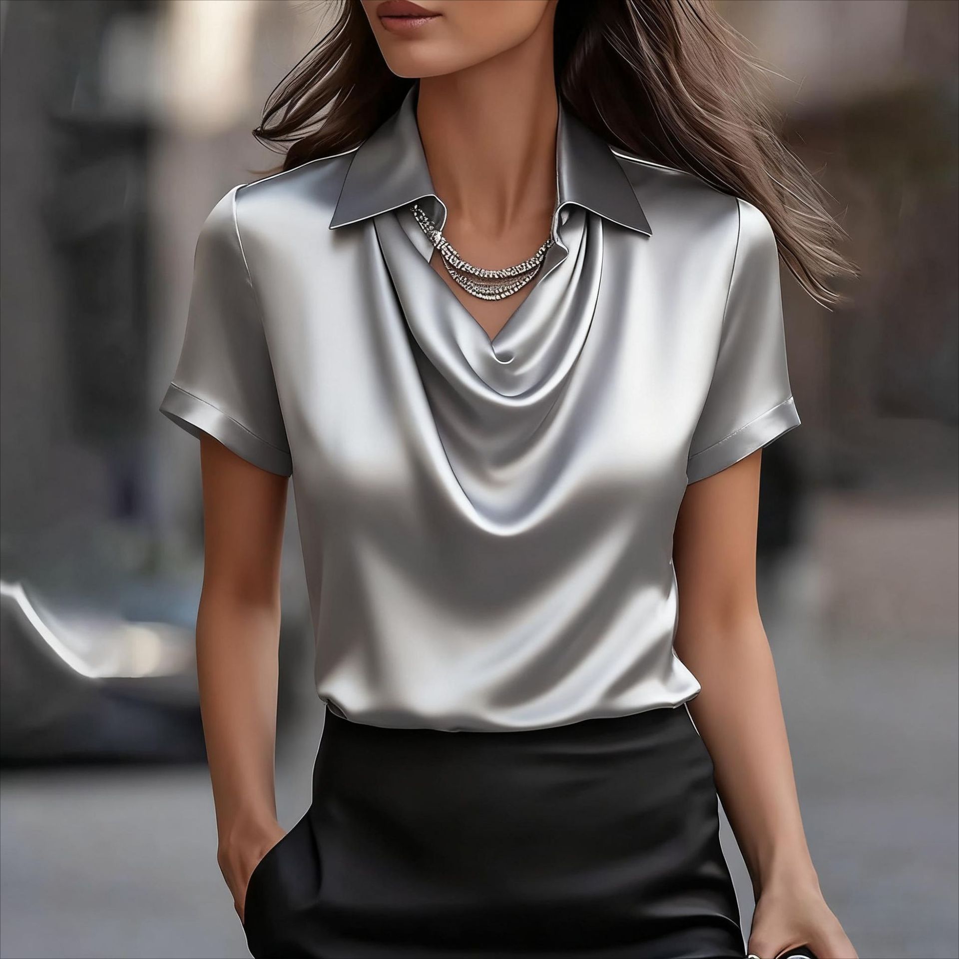 Boat-neckline Shirt for Women - Elegant Minimalist Style