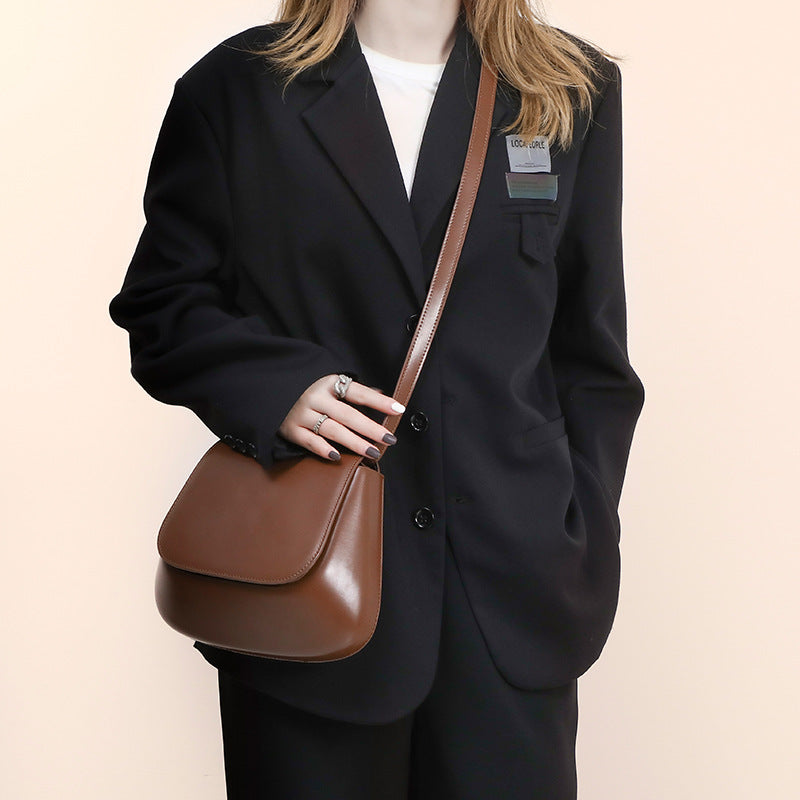 Vegan Leather Small Saddle Bag