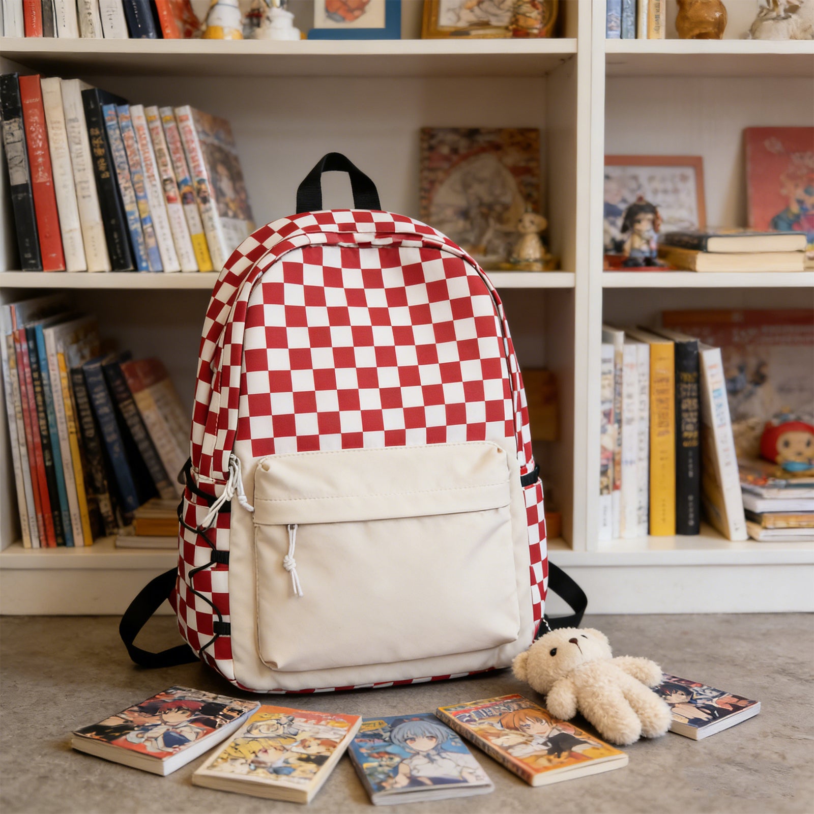 Plaid Red Backpack - Crimson Check