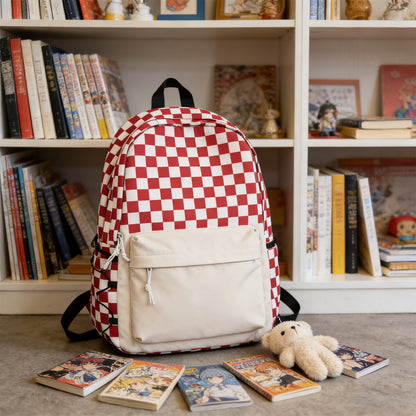 Plaid Red Backpack - Crimson Check